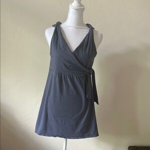 Athleta Steel Blue Sleeveless, V-neck Tunic Top. Medium